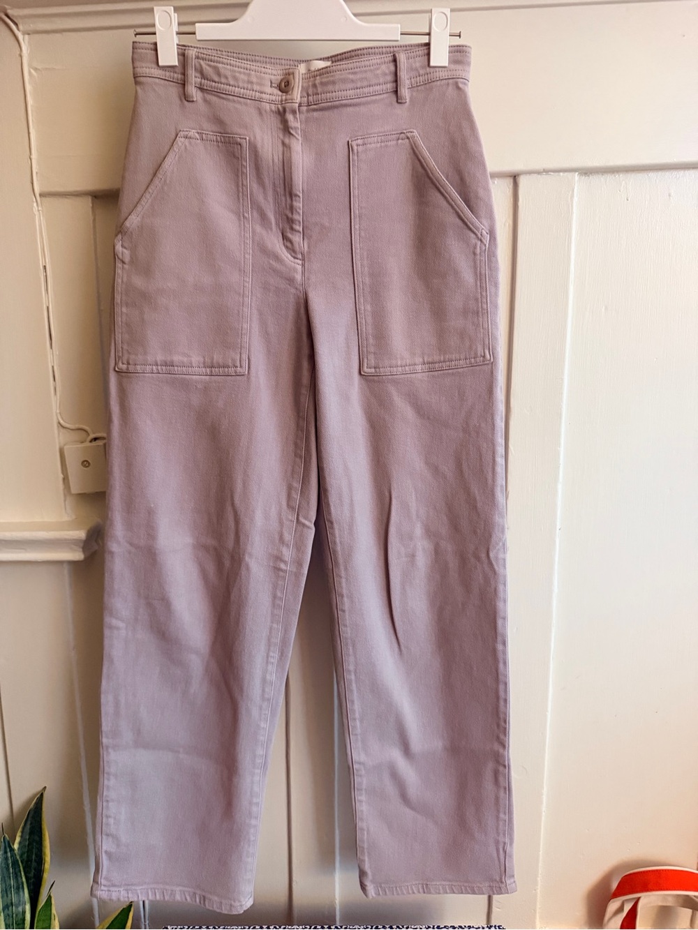 Aritzia Wilfred Mauve Straight-Leg Utility Pants
